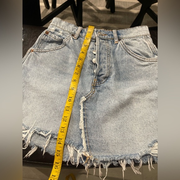 WE THE FREE Brea Cutoff Denim Mini Skirt Mile High Blue - Picture 9 of 10